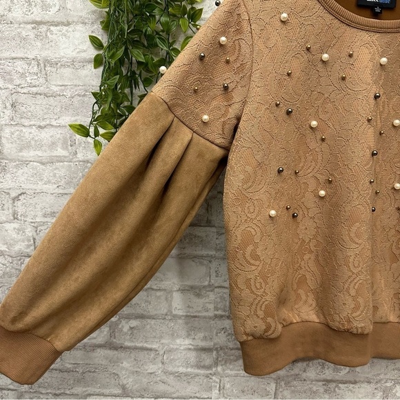 Alice Blue Pear Beaded Sweater women’s size medium tan‎ lace beautiful - Picture 7 of 7